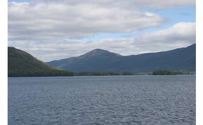 lake george and surrounding mountains