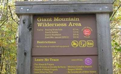sign for the giant mountain wilderness area