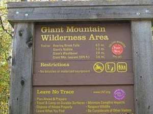 sign for the giant mountain wilderness area