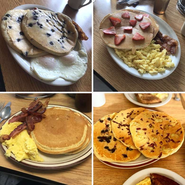collage of four pancake photos