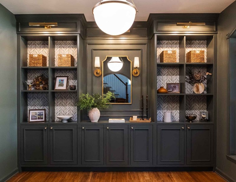 black shelves in a house