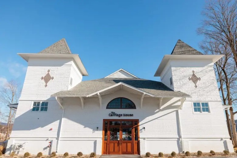 exterior of Carriage House event space building
