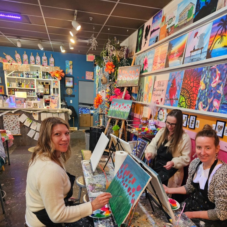 women painting in a studio