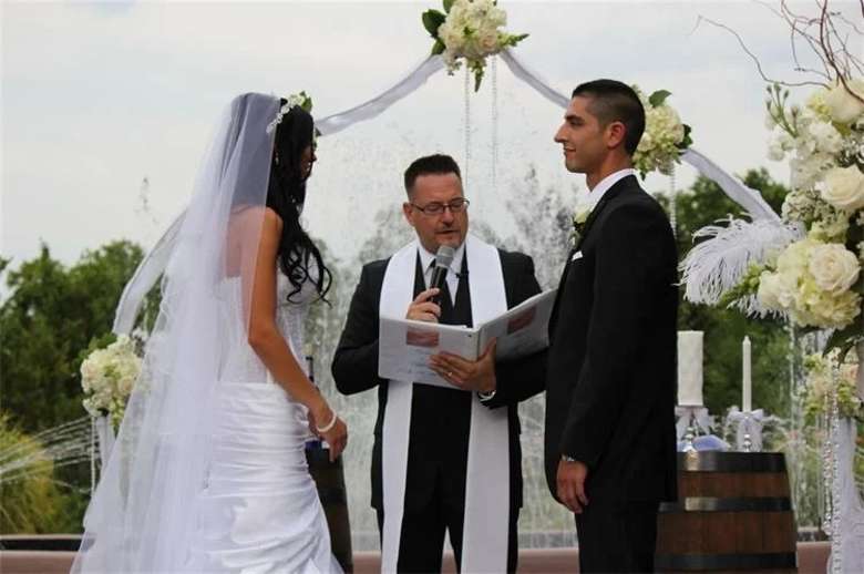 Two people being married