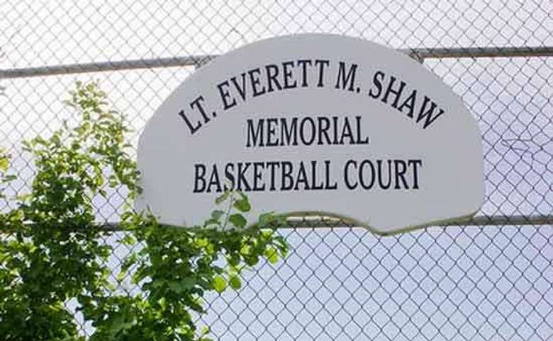 Lt. Everett M. Shaw Memorial Basketball Court sign