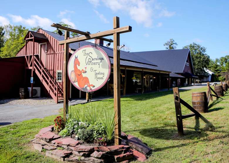 sign and exterior of the saratoga winery