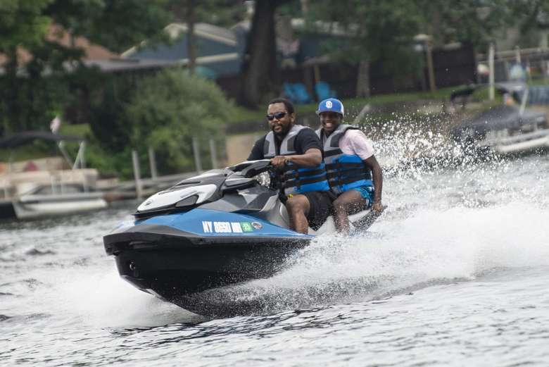 two people on a jet ski