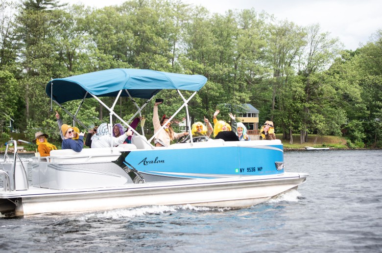 The Pontoon boat can fit up to 10 people