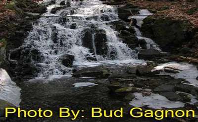 multi-tiered waterfall with photo credit to bud gagnon