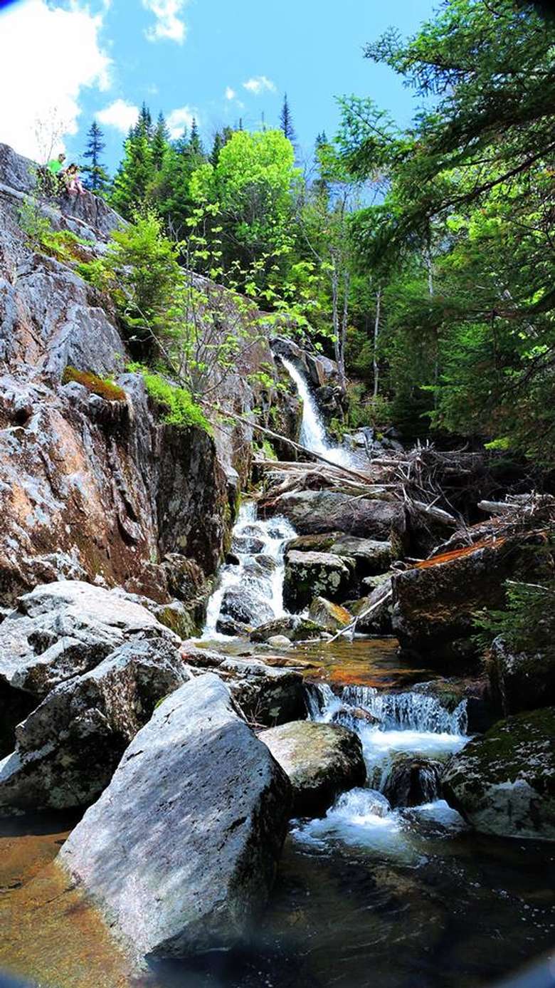 multi-tiered waterfall winding down rocks