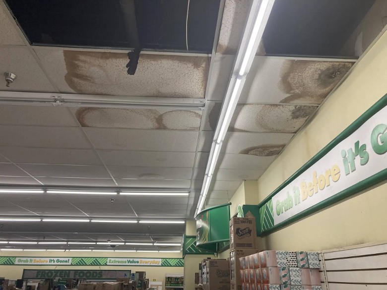 water damage in ceiling