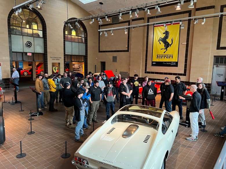 an auto museum tour group