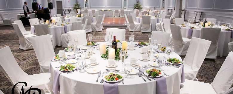 wedding hall with table set