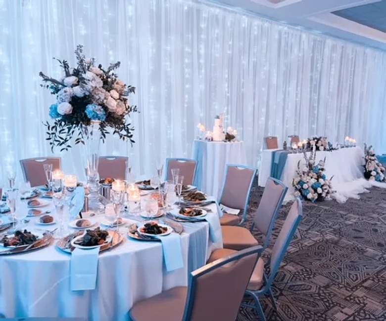 wedding hall with table set