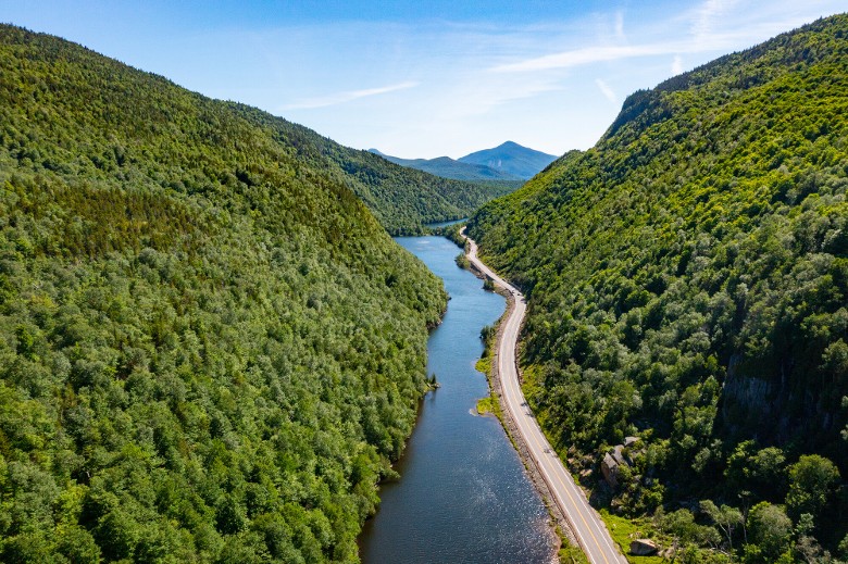 mountains and river
