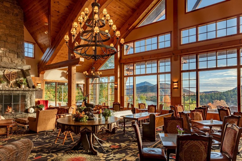 dining room with view