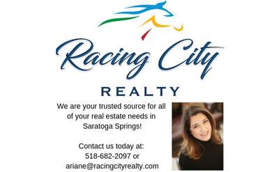 racing city realty banner with a realtor's headshot