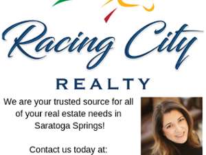 racing city realty banner with a realtor's headshot