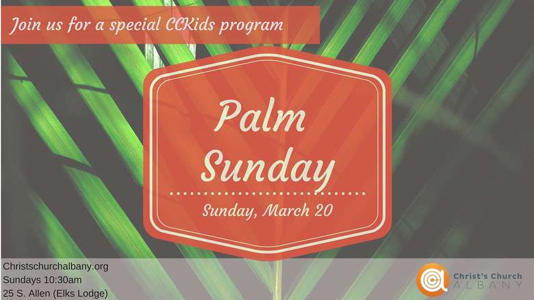 advertisement for a palm sunday service