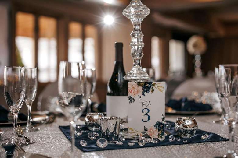 a table with wedding decor on it