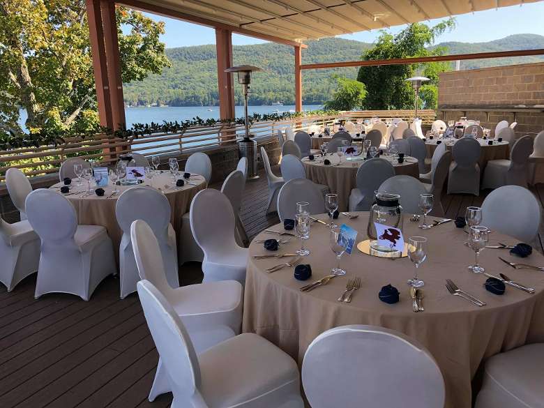 tables and chairs set up for a wedding