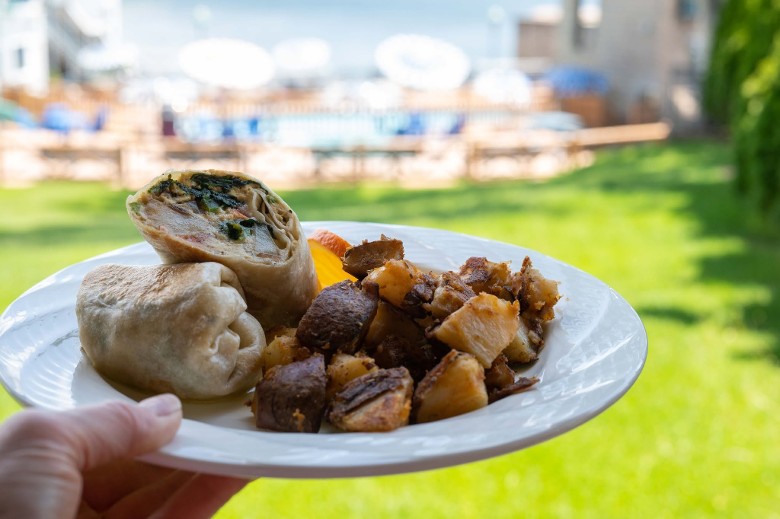 breakfast burrito and potatoes