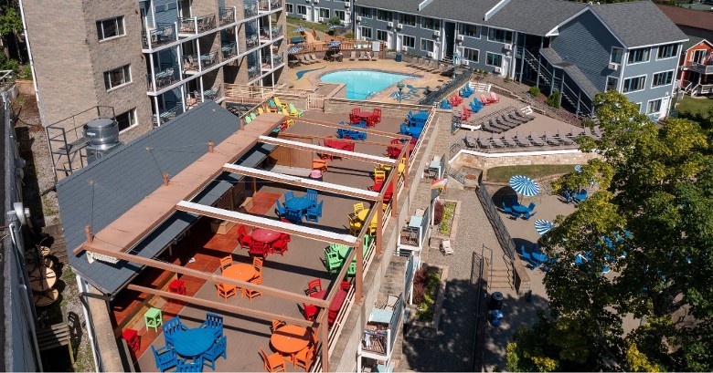aerial view of cabana bar