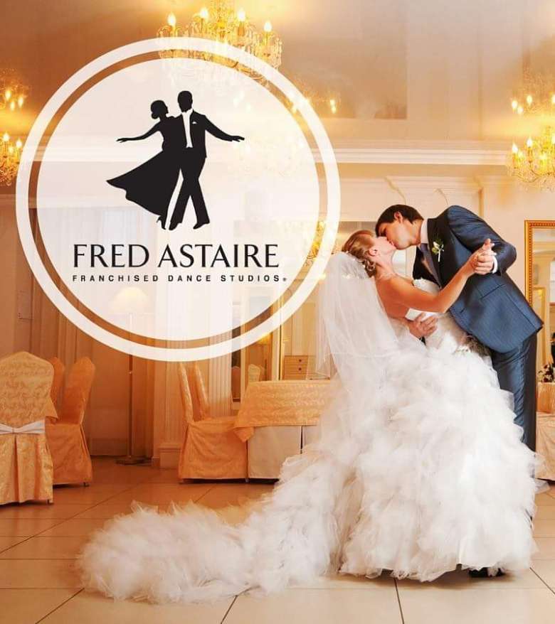 wedding photo with the fred astaire dance studio logo on it