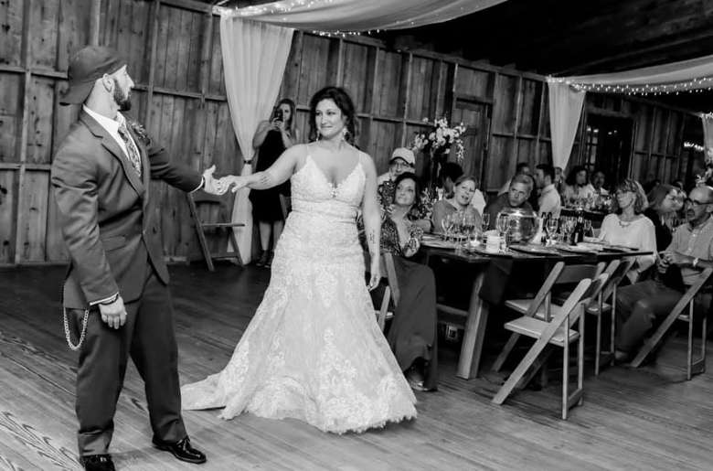 Our happy couple, Matt and Rebecca, dancing at their wedding