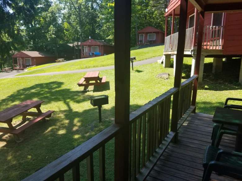 view of a cottage lodging property from one of the cottage porches