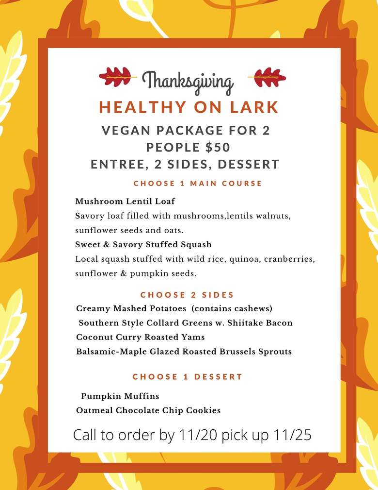 thanksgiving menu call to order