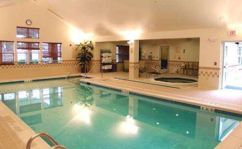 indoor pool and hot tub at a hotel