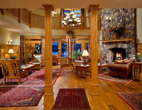 The Great Room gathering area with firepace