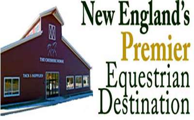exterior of the cheshire horse with text that says new england's premier equestrian destination