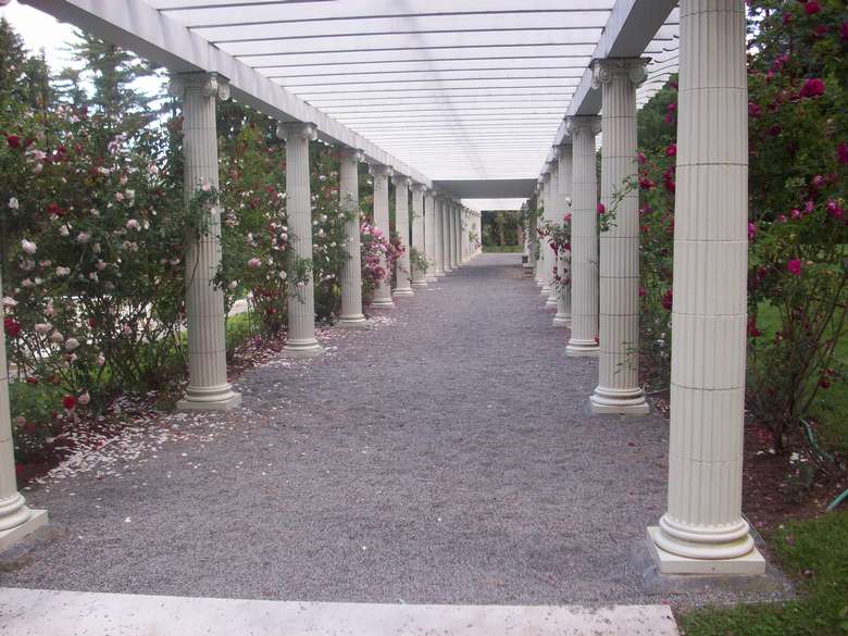 white pillars and walkway