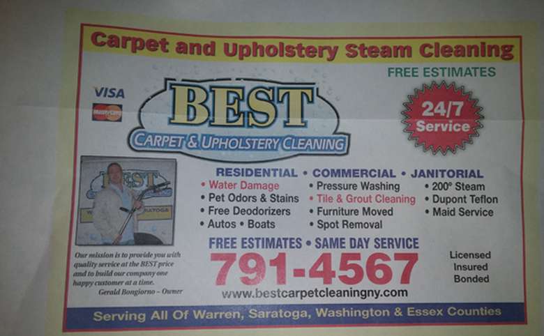 best carpet and upholstery cleaning ad with phone number and service area