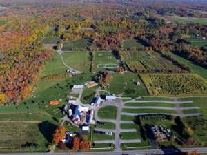 aerial view of ellms family farm property in the fall