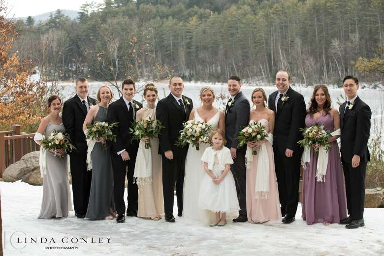wedding party outside in the winter