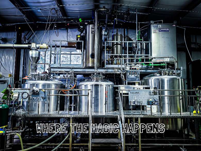 ABW's 10 barrel brewhouse. This is the equipment that is used to make beer.