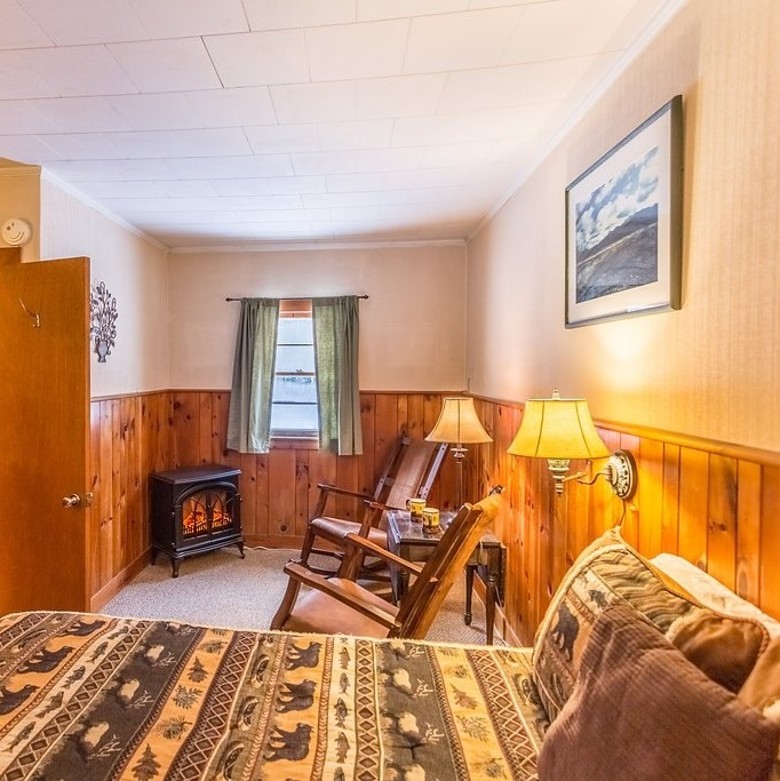 guest room with fireplace