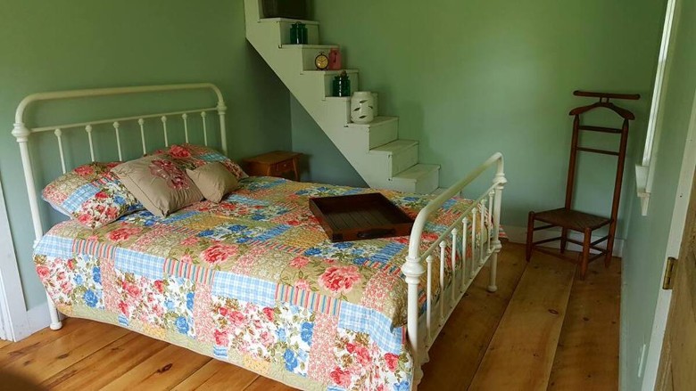 bed with metal frame