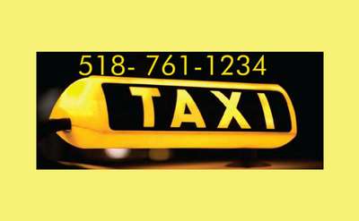 a taxi logo with a phone number directly above it