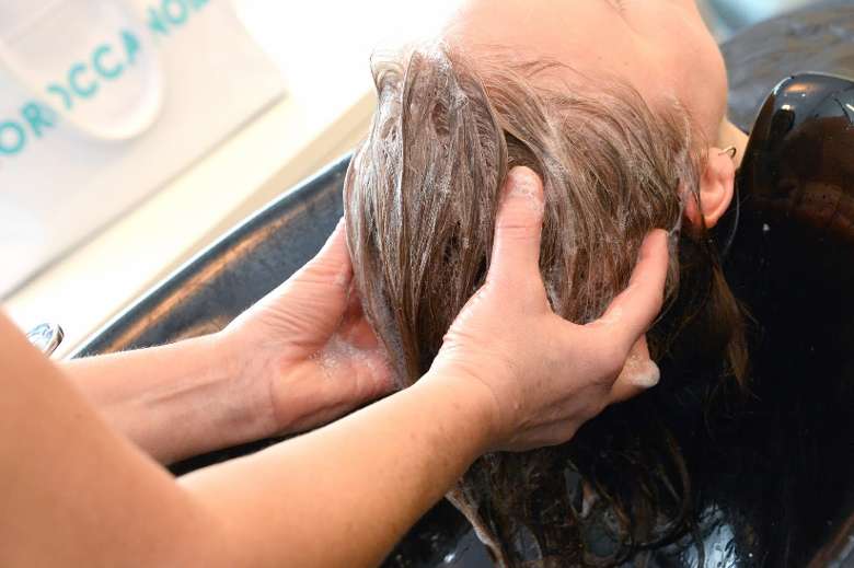 hair washing at a salon