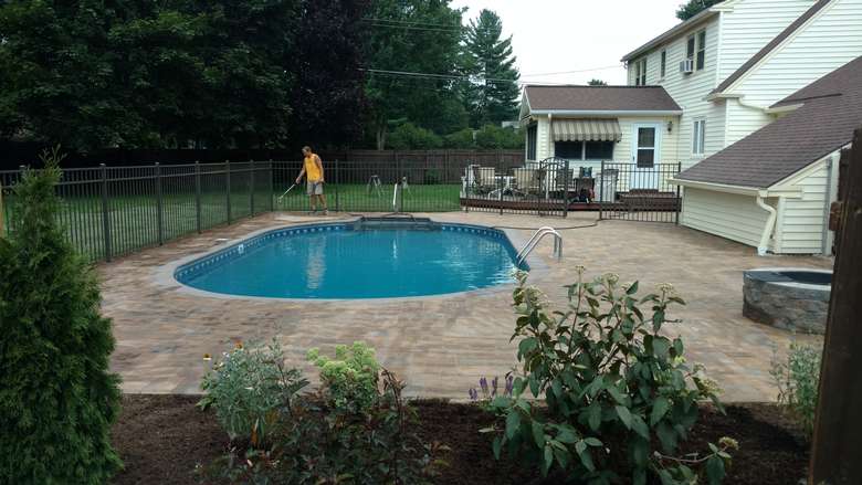 outdoor pool and patio area
