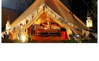 luxury tent with a king-sized bed inside
