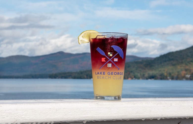 drink overlooking lake