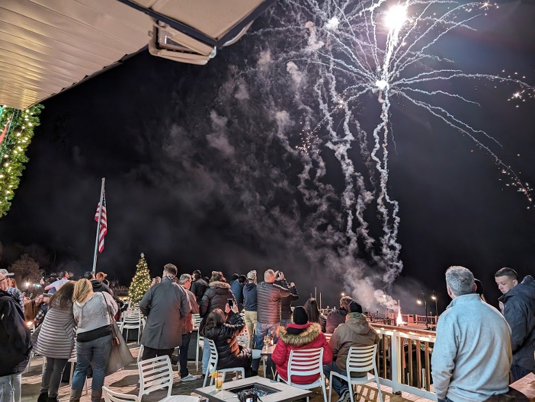 fireworks on deck, people watching