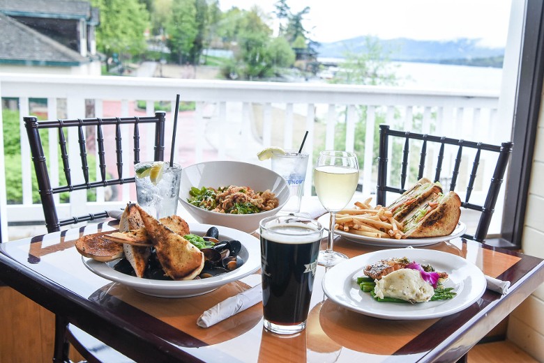 Food at a table overlooking Shepards Park