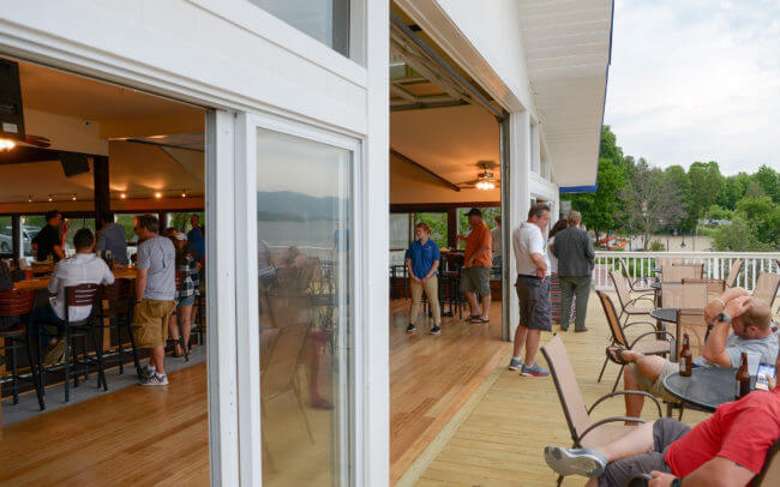 Indoor and outdoor area of the Lake George Beach Club