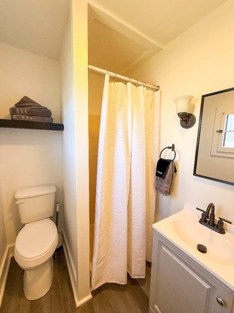 Main level bathroom with shower